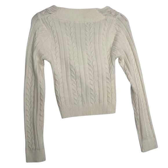 Cloud Ten Cable Fisherman Criss Cross Sweater Sz Sm Y2K Cropped Style - Picture 2 of 7
